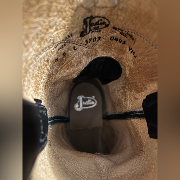 Justin L3703 Ladies Classic Roper Boot Black Kipskin Cowhide Foot Roper Toe - Picture 9 of 12